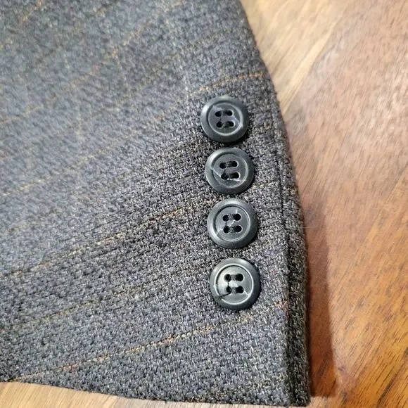 Pronto-Uomo Suit Jacket Blazer Silk Wool Gray Plaid Italy Lined Size 54 Long